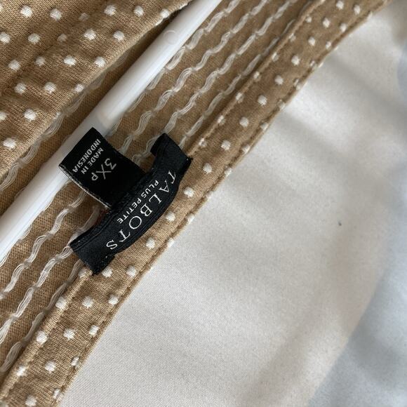 Talbots Women’s Beige Mini Swiss Dot Top Size 3XP Flowy Bell Sleeves Coastal - Picture 5 of 10